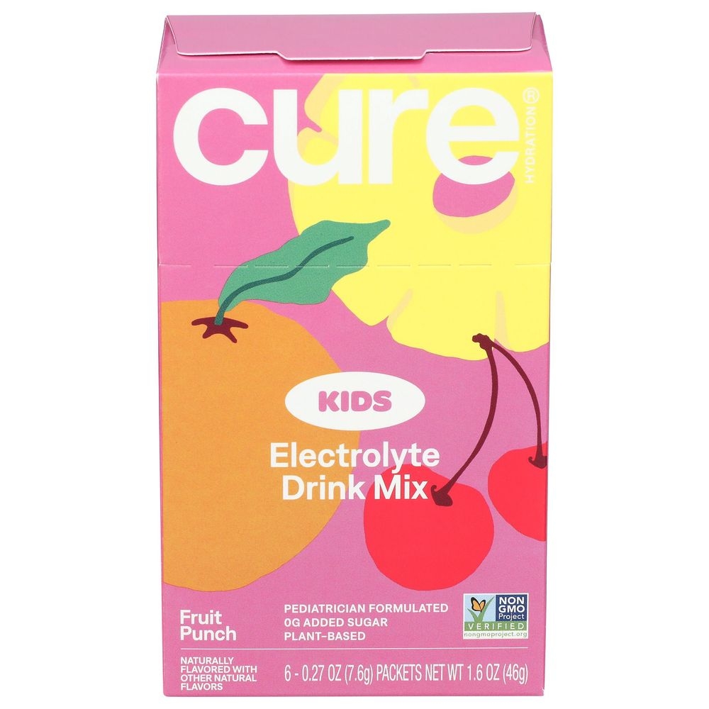 Cure Kids Fruit Punch Hydrating Electrolyte Drink Mix, 1.6 Ounce