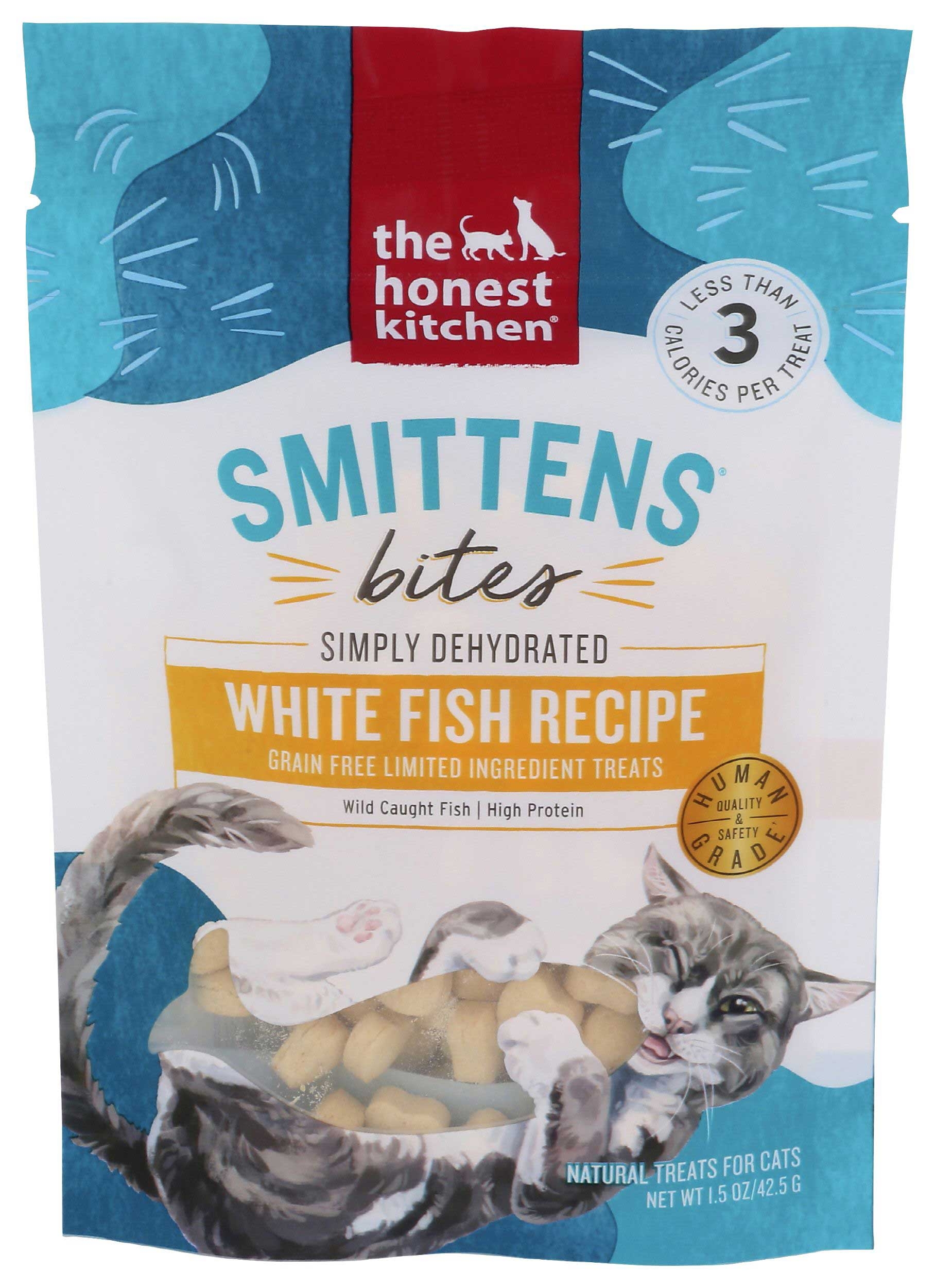 The Honest Kitchen Smittens Bites Heart Shaped White Fish Recipe Cat Treats, 1.5 Ounce -- 6 per case