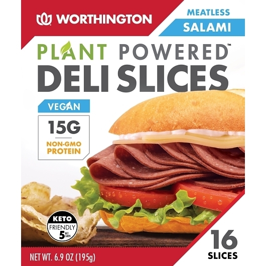 Worthington Plant Based Vegan Deli Slices Salami, 6.9 Ounce -- 8 per case