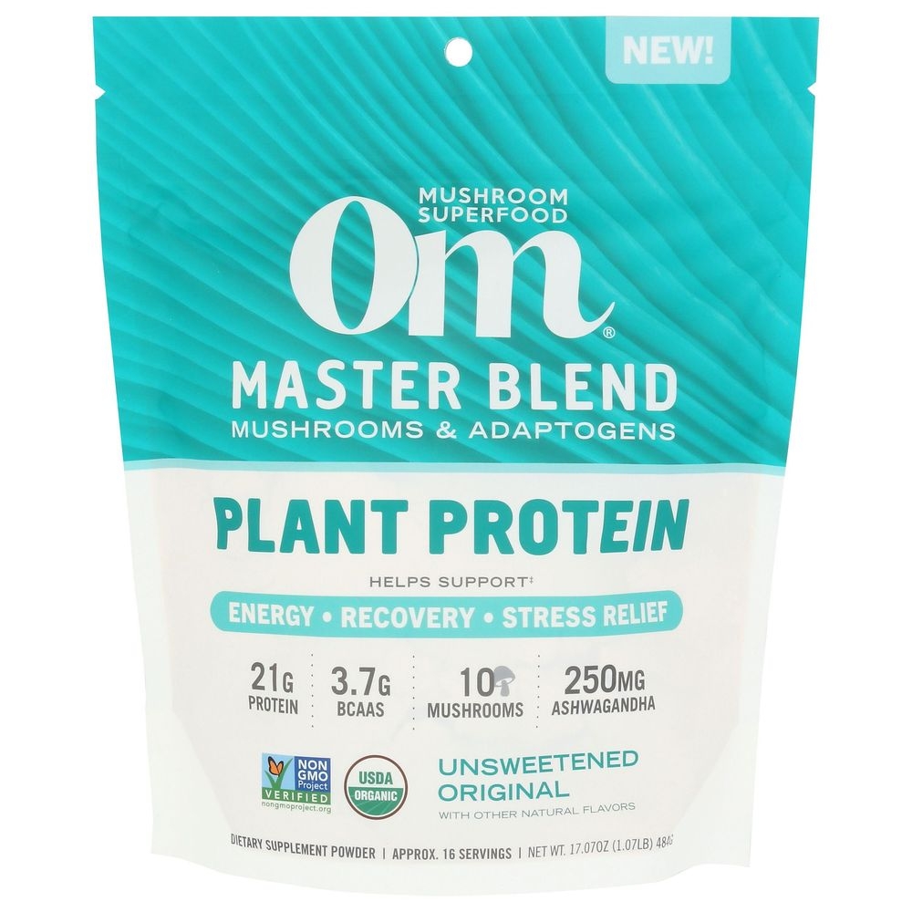 Om Organic Unsweetened Original Master Blend Plant Protein, 17.07 Ounce