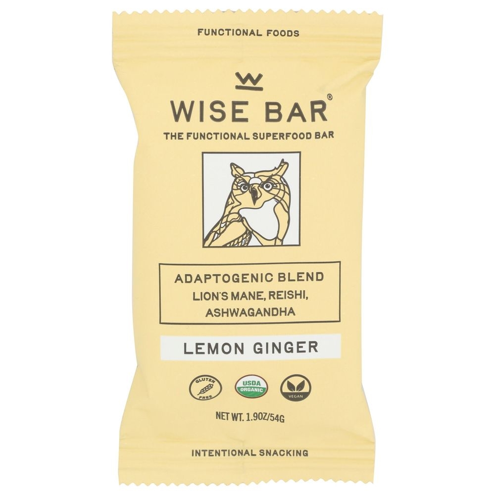 Wise Bar Organic Lemon Ginger Bar, 1.9 Ounce -- 12 per case