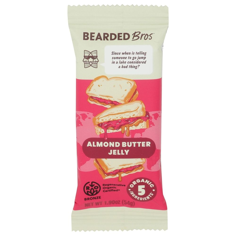 Bearded Bros Organic Almond Butter Jelly Food Bar, 1.9 Ounce -- 10 per case