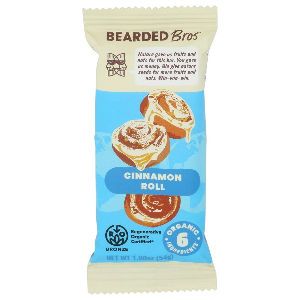 Bearded Bros Organic Cinnamon Roll Food Bar, 1.9 Ounce -- 10 per case