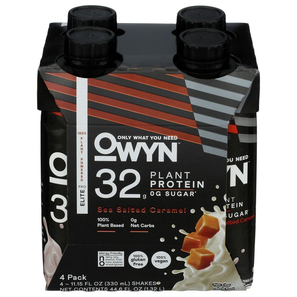 OWYN 11.15 Ounce Sea Salt Caramel Pro Elite High Protein Shakes, 4 count -- 3 per case