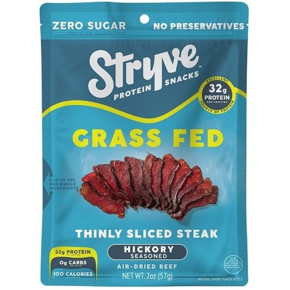 Stryve Hickory Seasoned Grass Fed Sliced Steak, 2 Ounce - 8 per case