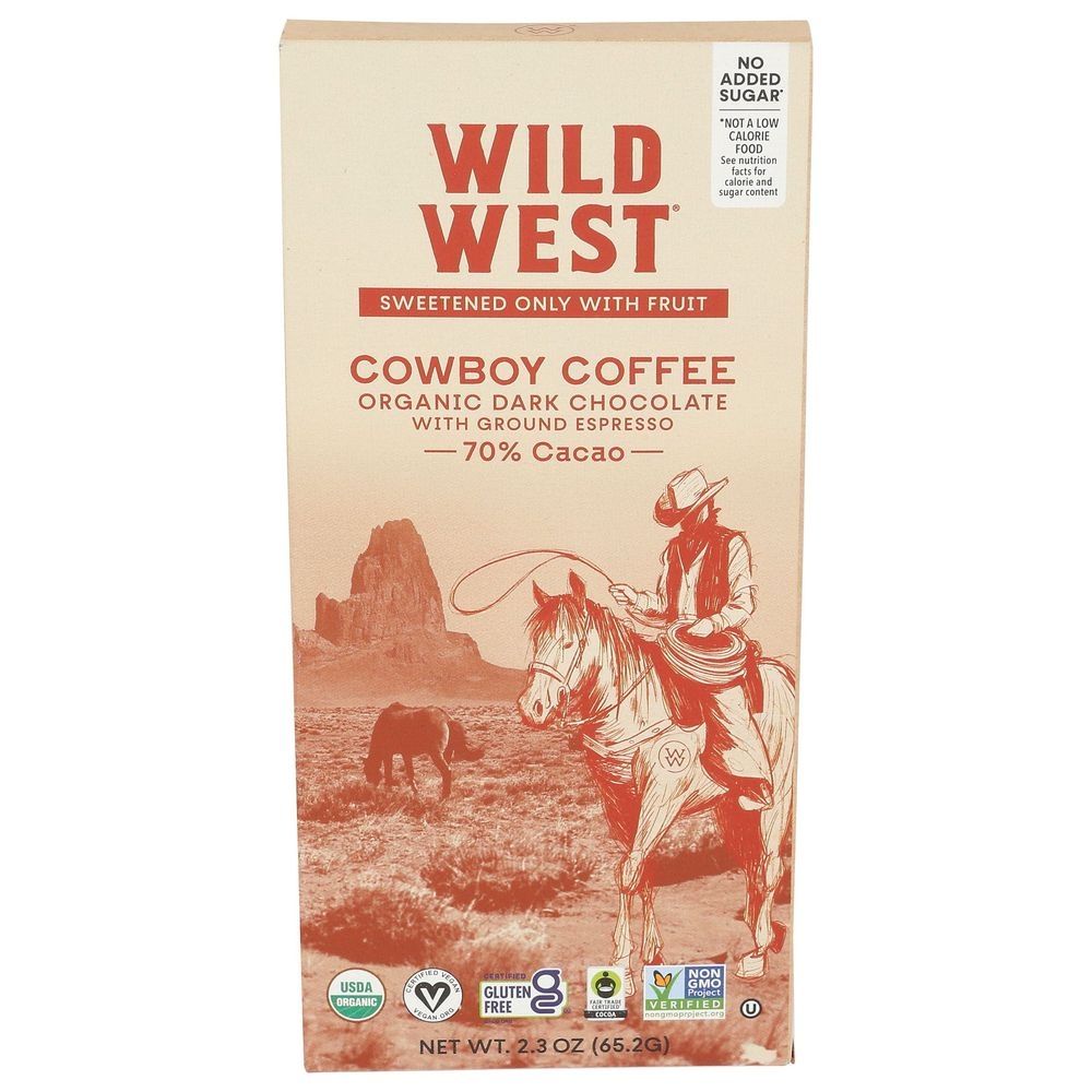 Wild West Organic Cowboy Coffee Chocolate Bar, 2.3 Ounce -- 8 per case