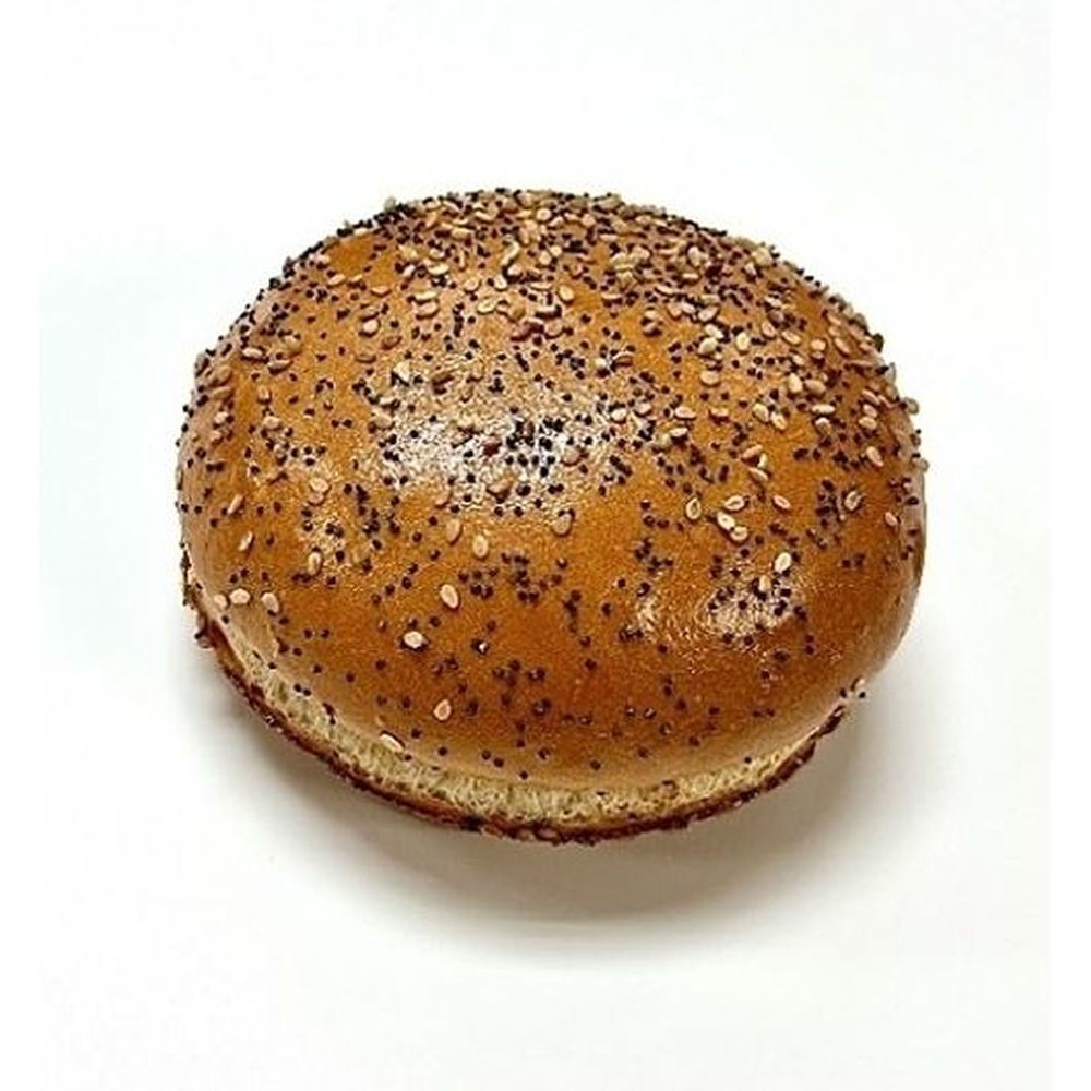 Bread Man Baking 4 inch Sliced Sesame Poppy Burger Bun, 72 count