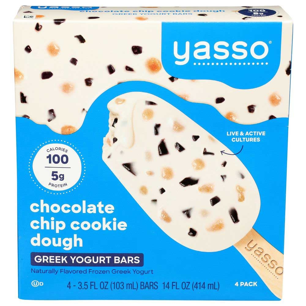 Yasso Chocolate Chip Cookie Dough Yogurt Bar, 3.5 Fluid Ounce -- 32 per case