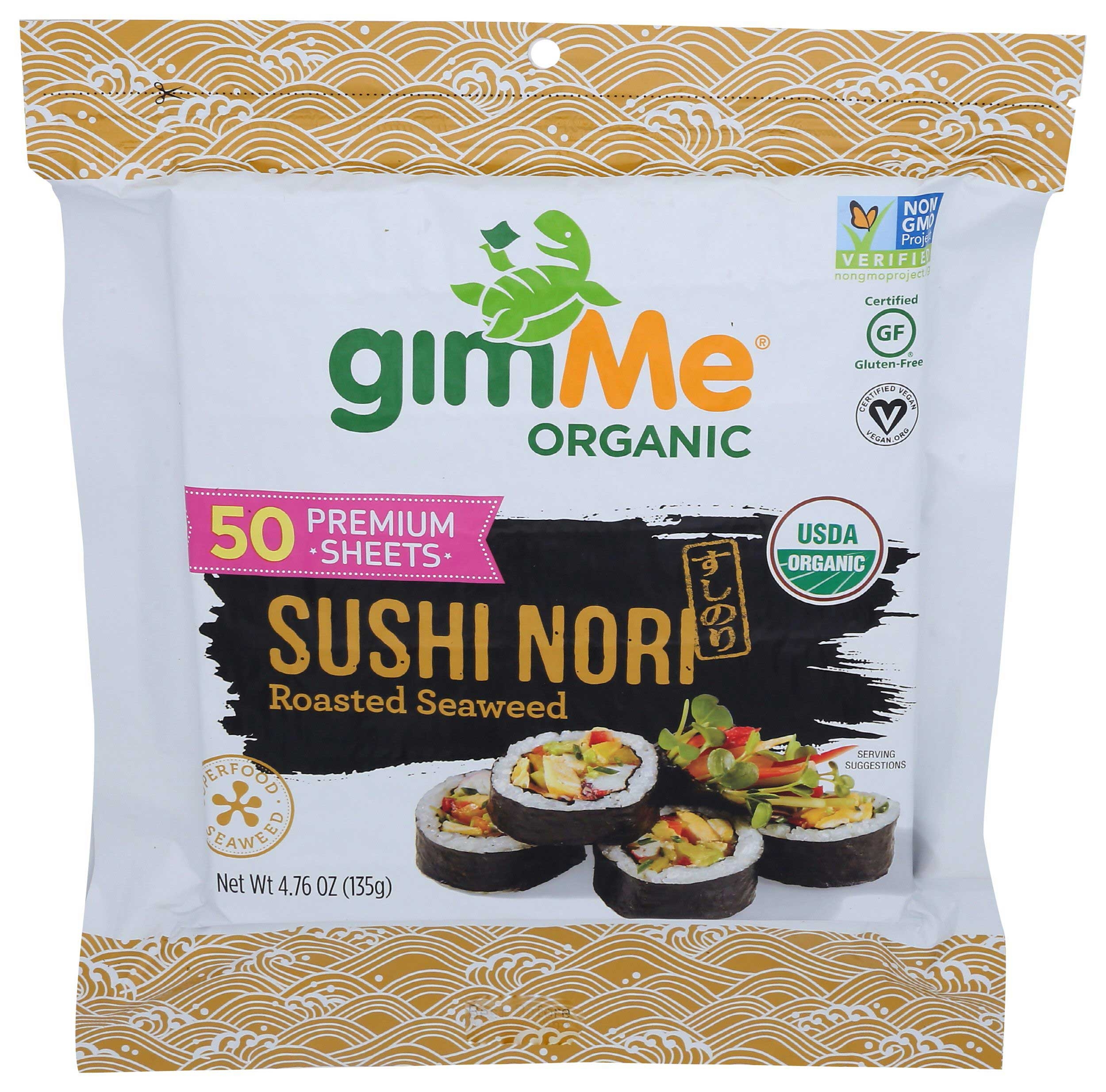 Gimme Organic Sushi Nori Roasted Seaweed Sheets, 4.76 Ounce -- 4 per case