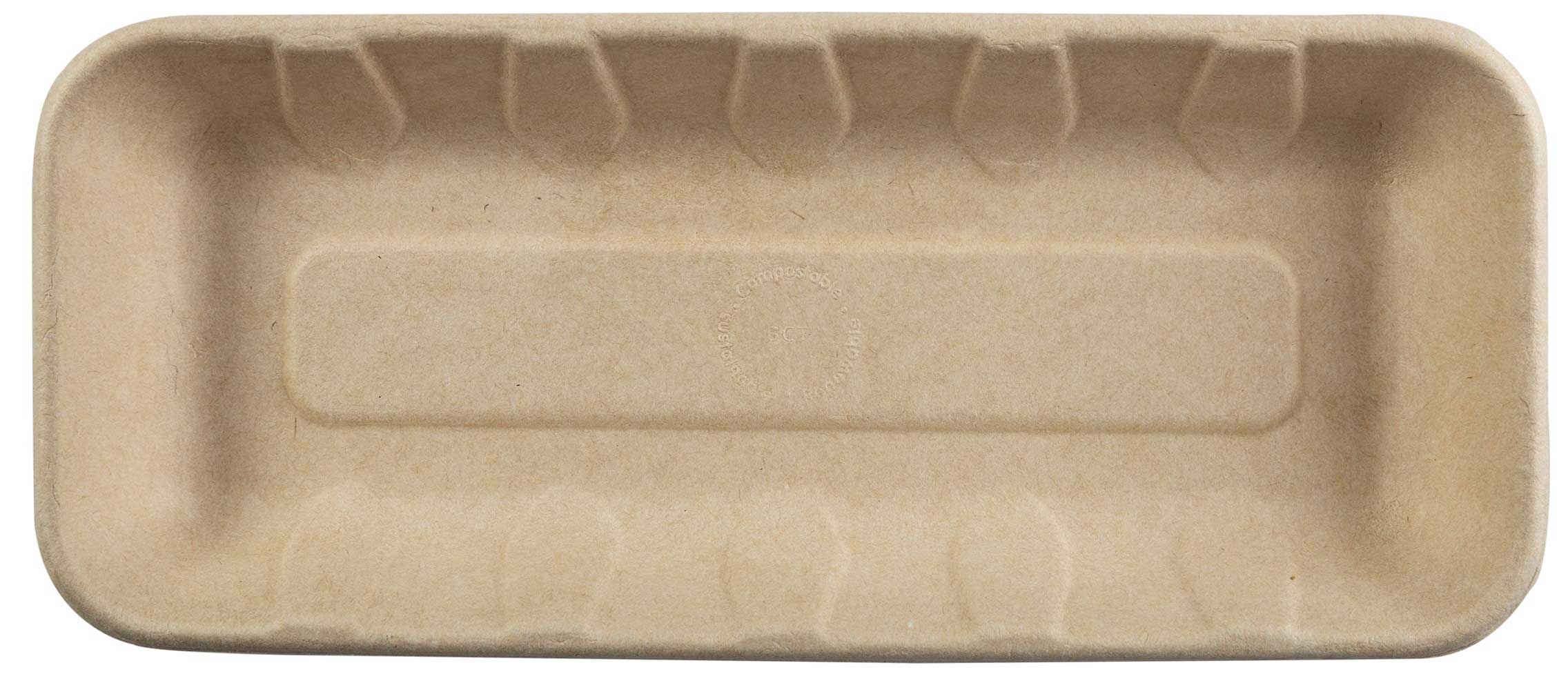 Primeware Tan Fiber Tray, 10.25 x 4.38 x 1 inch -- 500 per case.