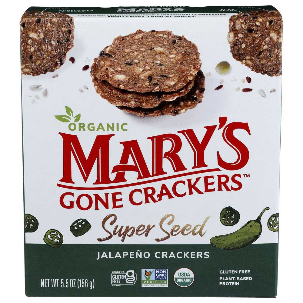 Marys Gone Crackers Organic Super Seed Jalapeno Cracker, 5.5 Ounce -- 6 per case