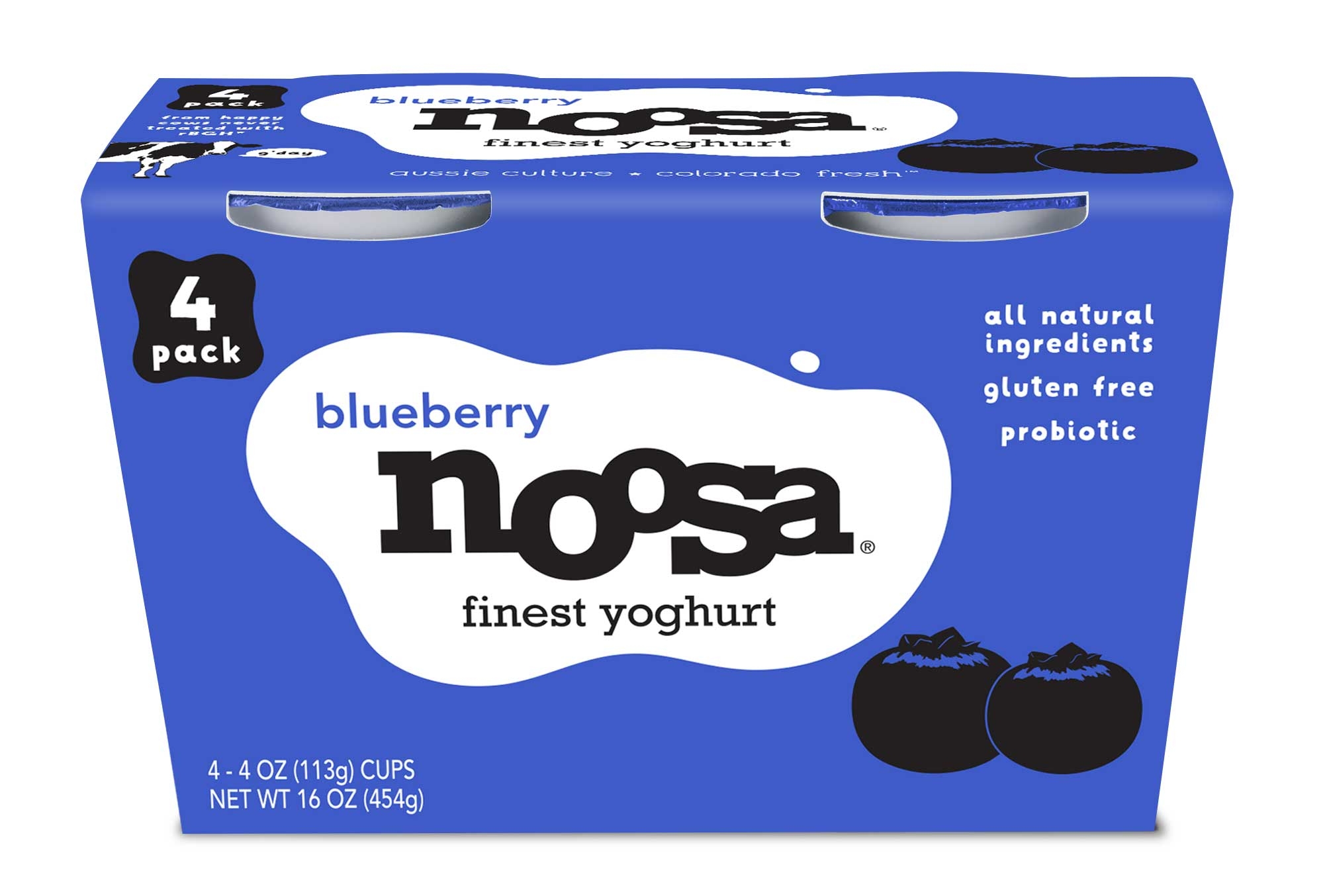 Noosa 4 Ounce Blueberry Yoghurt, 4 count per pack -- 6 per case.