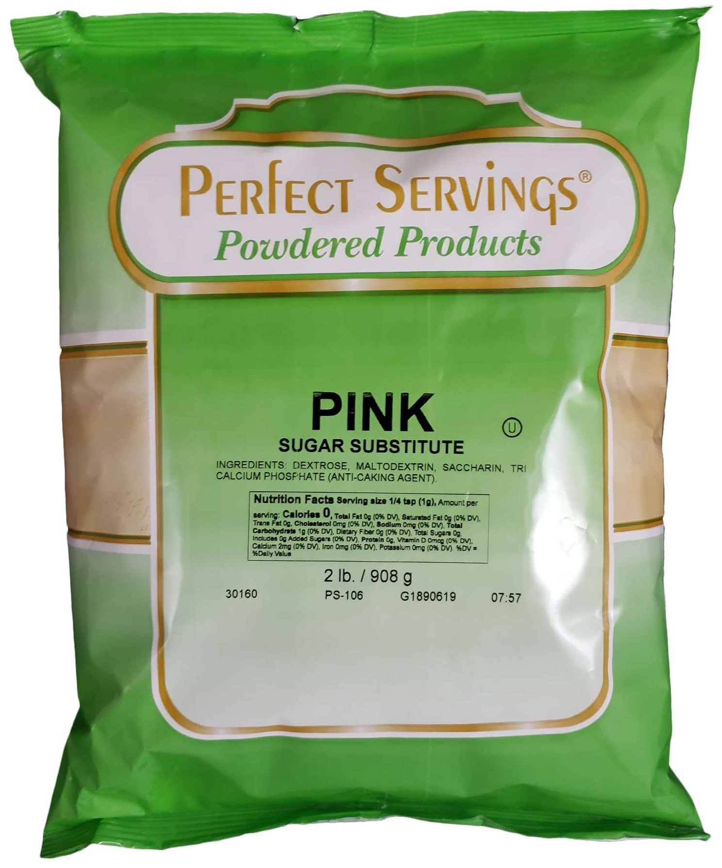Perfect Servings Pink Sugar Substitute, 2 Pound -- 6 per case