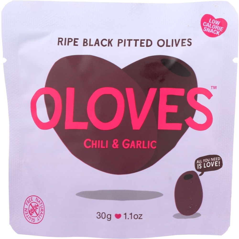 Poshi Snacks Chili and Garlic Pitted Green Olives, 1.1 Ounce -- 10 per case