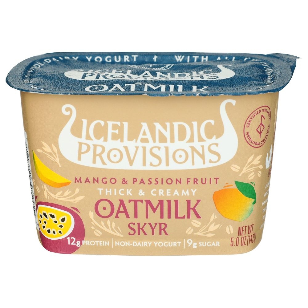 Icelandic Provisions Mango Passion Fruit Thick and Creamy Oatmilk Skyr, 5 Ounce -- 12 per case