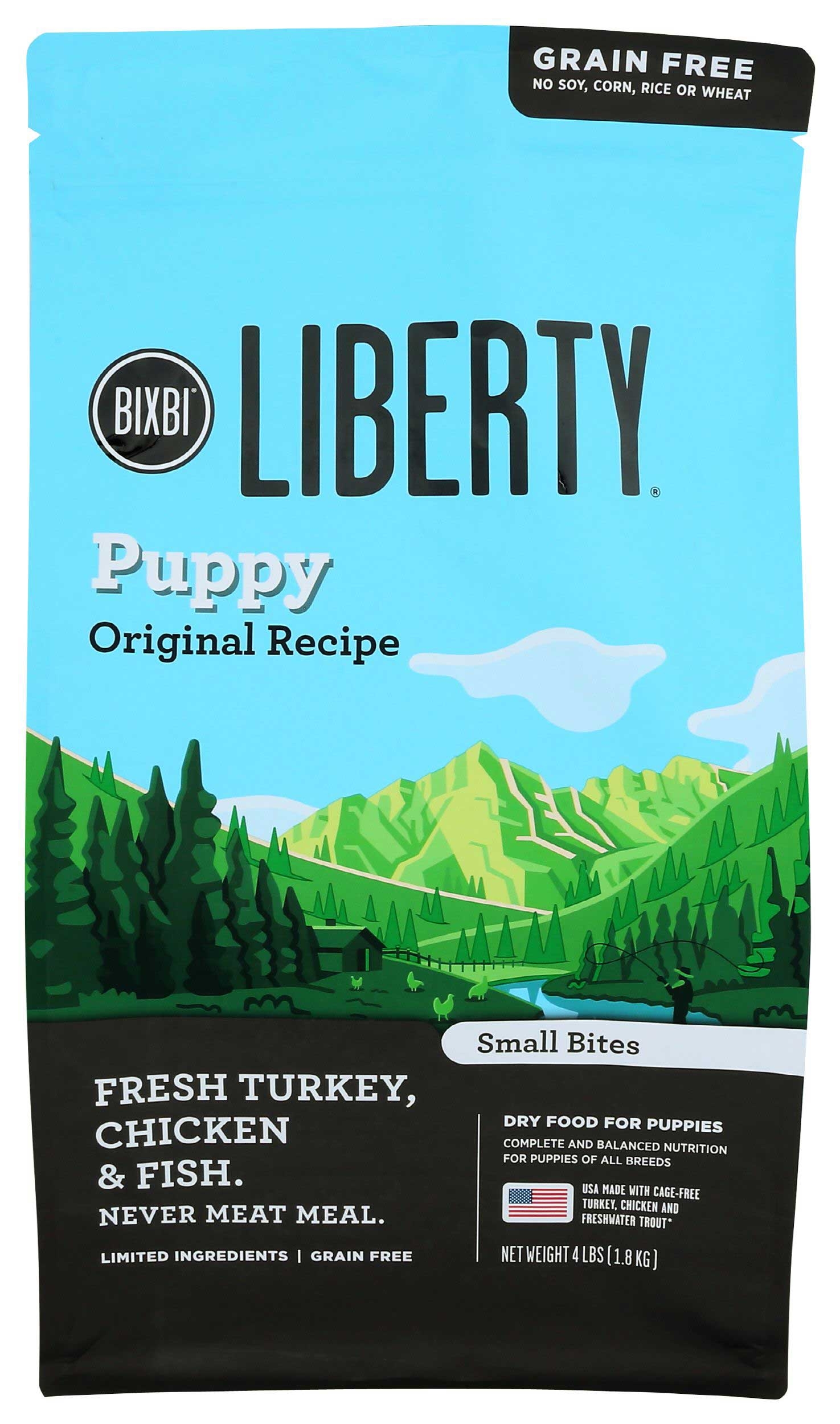 Bixbi Liberty Puppy Original Recipe Turkey Chicken and Fish Dry Dog Food, 4 Pound -- 6 per case