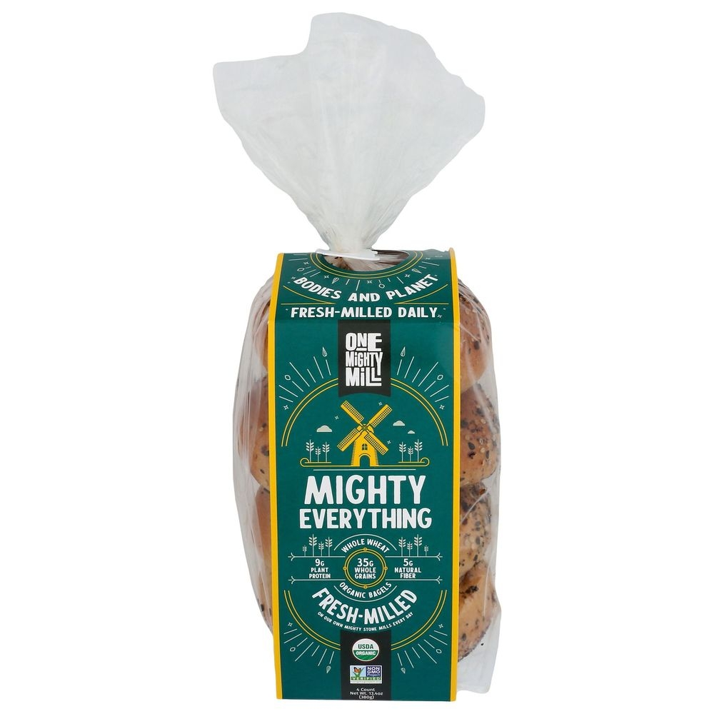 One Mighty Mill Organic Whole Wheat Everything Bagel, 13.4 Ounce -- 10 per case