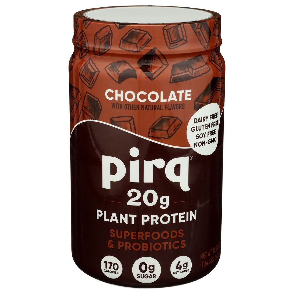 Pirq Chocolate 20g Plant Protein Powder Plus Superfoods and Probiotics, 1.17 Pound