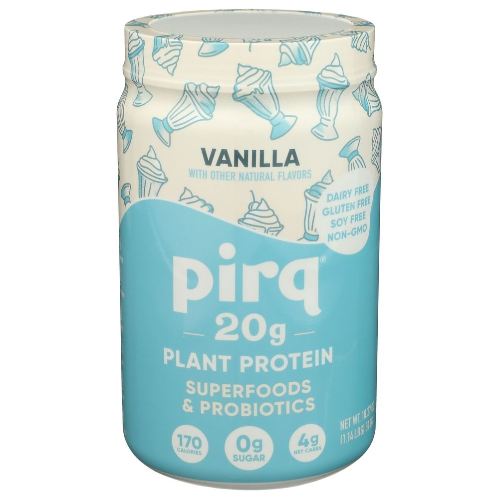 Pirq Vanilla 20g Plant Protein Powder Plus Superfoods and Probiotics, 1.14 Pound