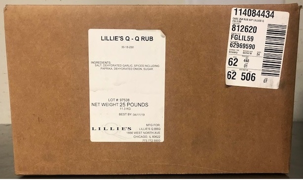 Lillies Q All Purpose Salt Based Rub, 25 Pound.