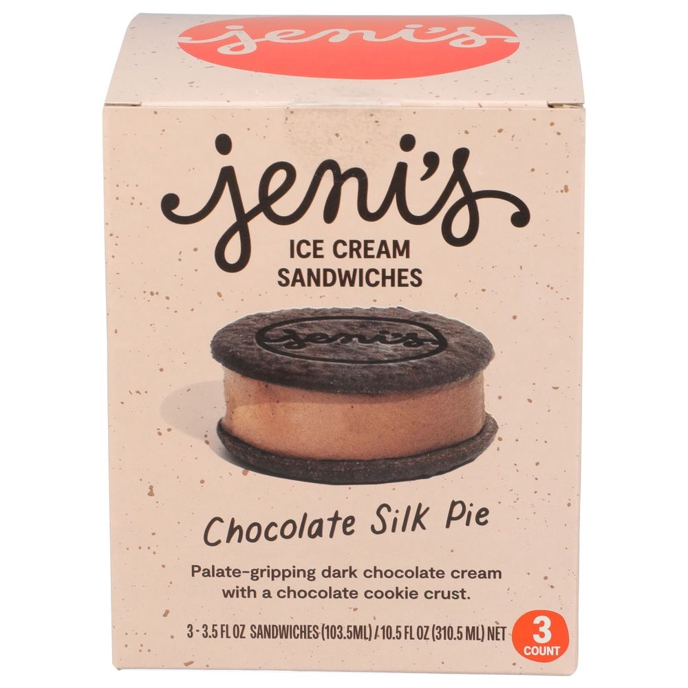 Jenis 3.5 Fluid Ounce Chocolate Silk Pie Ice Cream Sandwich, 3 count -- 8 per case