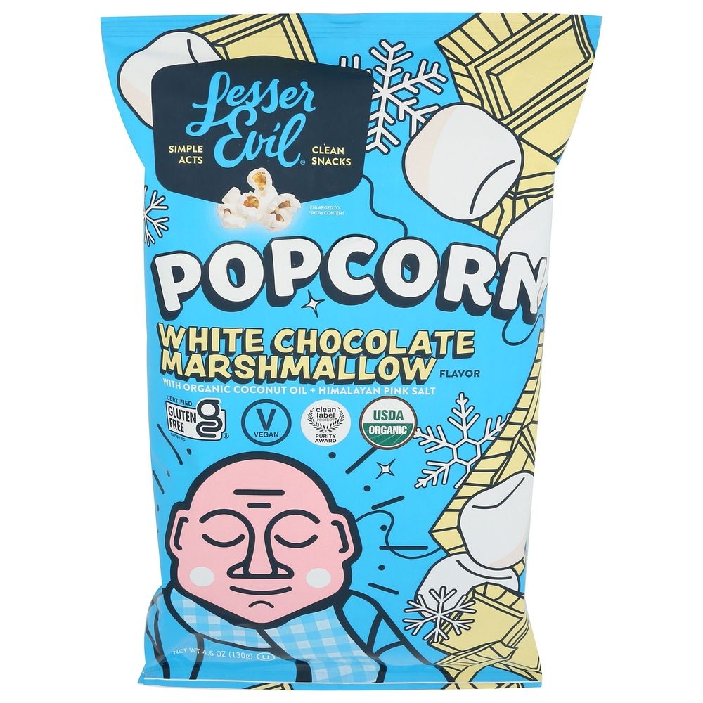 LesserEvil Organic White Chocolate Marshmallow Popcorn, 4.6 Ounce -- 12 per case