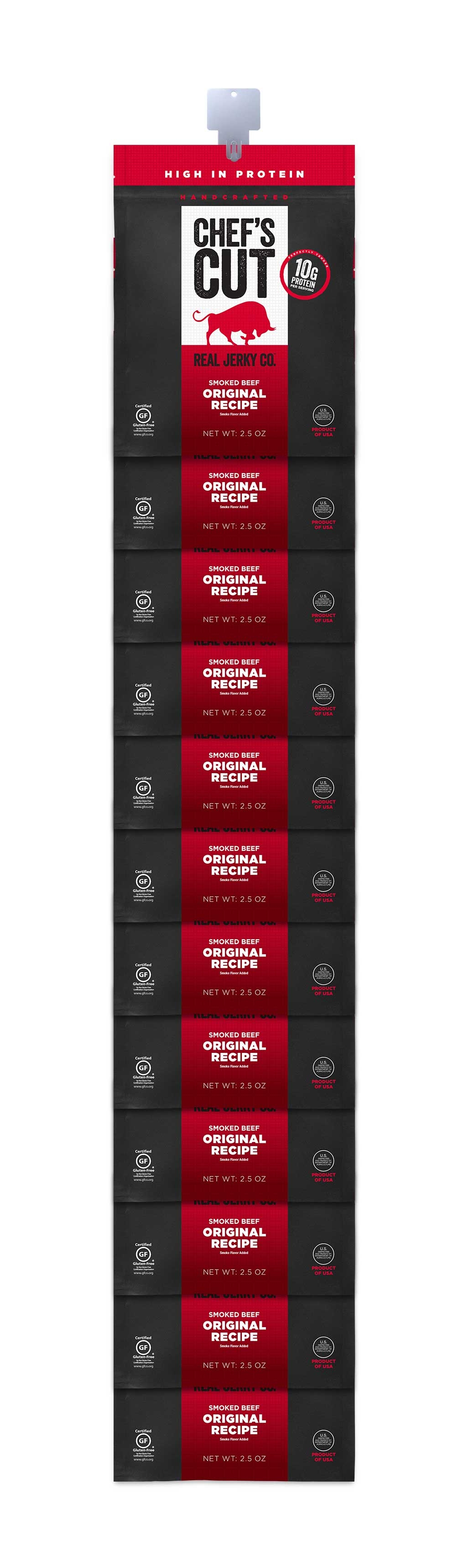 Chefs Cut Original Recipe Smoked Beef Jerky - Clip Strip, 2.5 Ounce -- 12 per case.