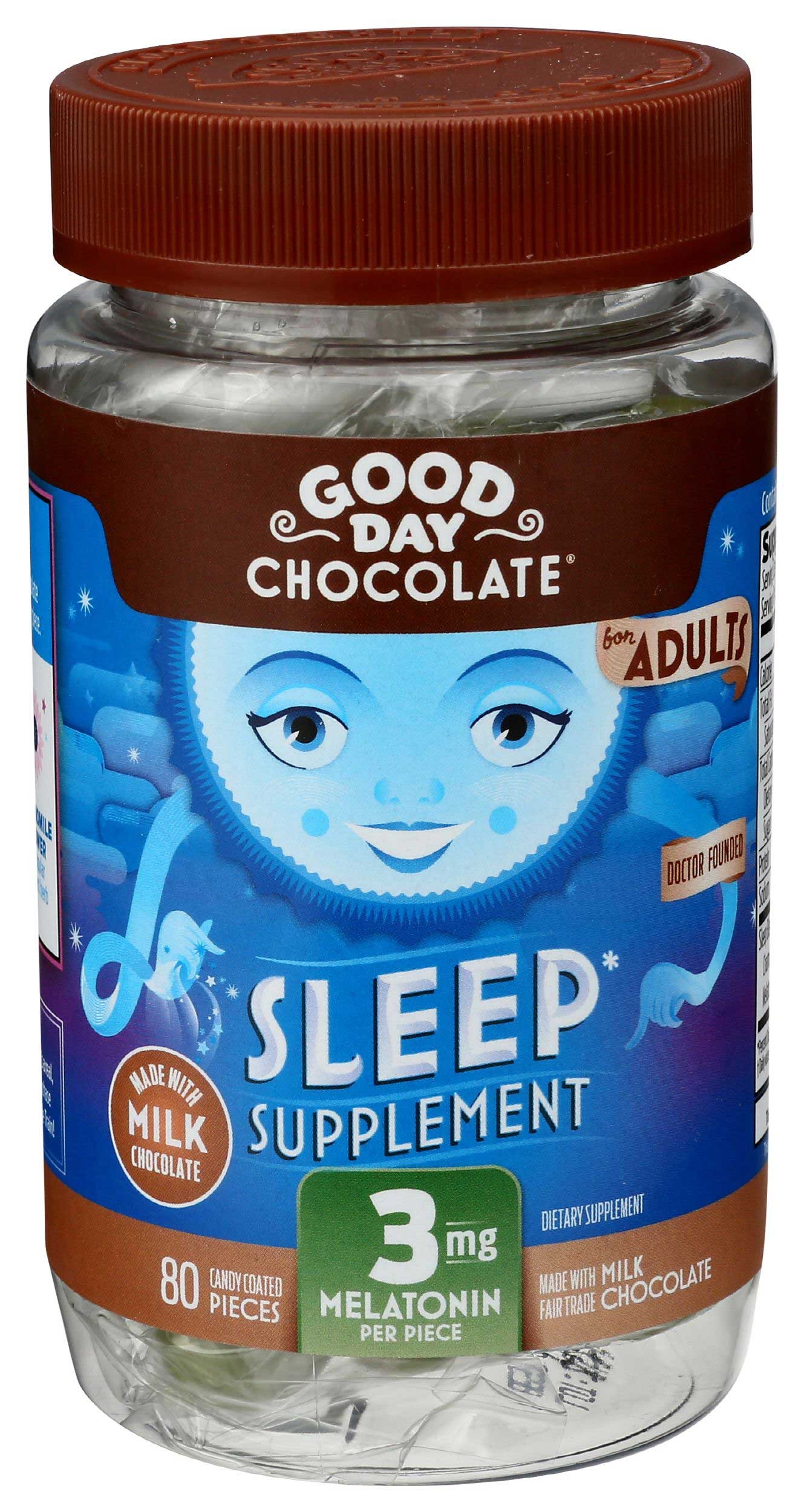Good Day 3mg Melatonin Milk Chocolate Sleep Supplement for Adults, 80 count