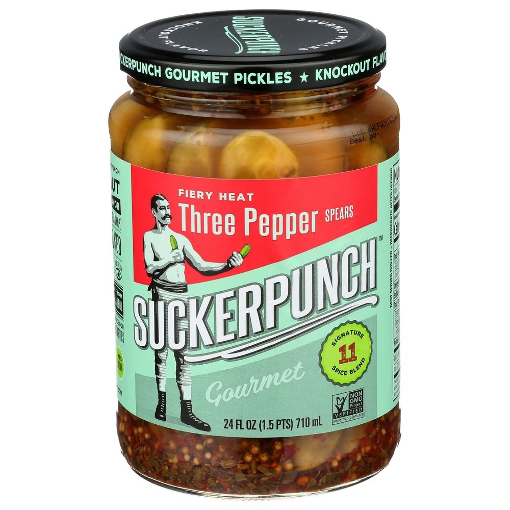 Suckerpunch Fiery Heat Three Pepper Pickle Spears, 24 Ounce -- 6 per case