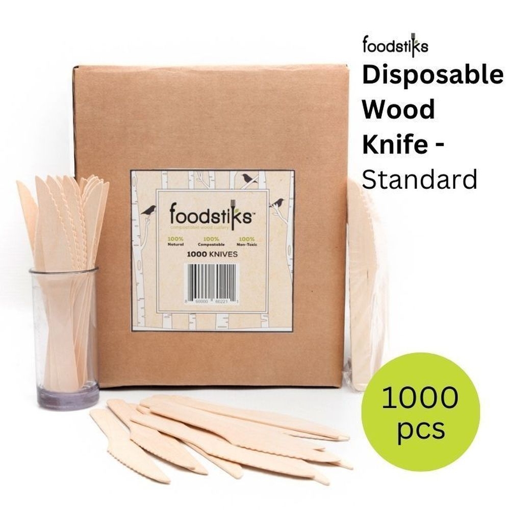 Foodstiks Standard Compostable Wood Knife, 100 count -- 10 per case