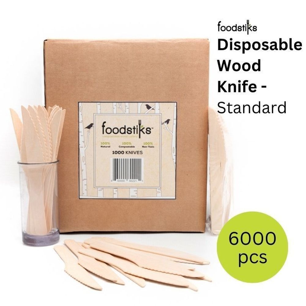 Foodstiks Standard Compostable Wood Knife, 1000 count -- 6 per case
