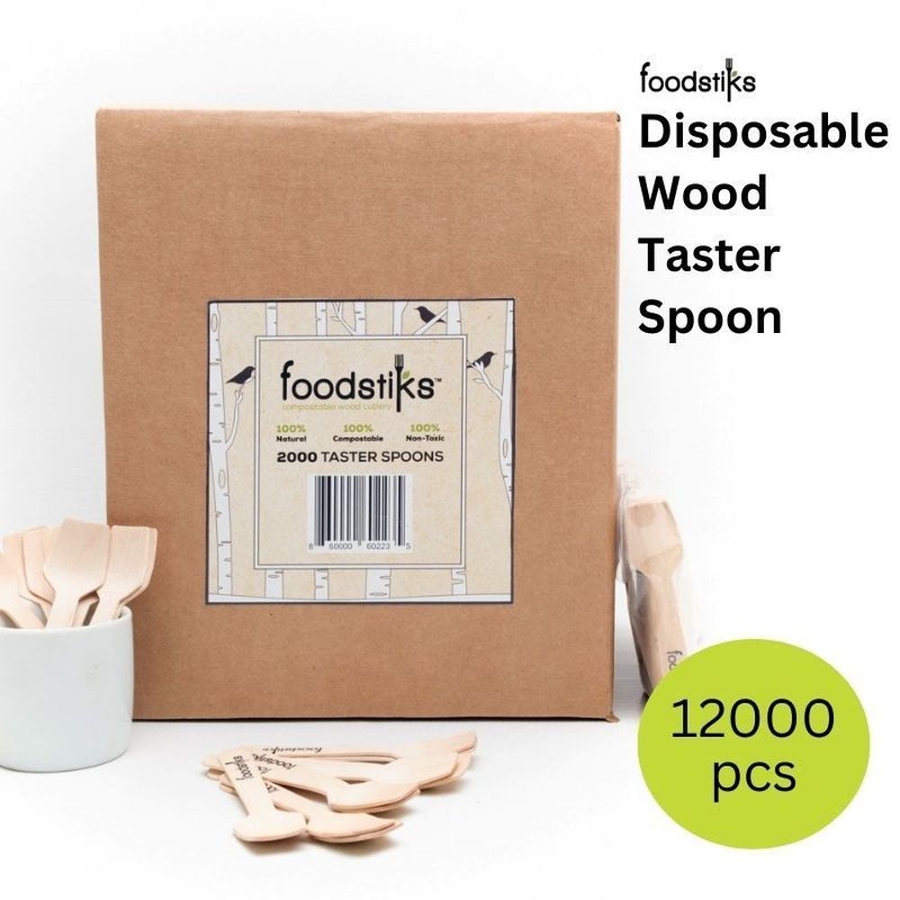 Foodstiks Standard Compostable Wood Taster Spoon, 2000 count -- 6 per case