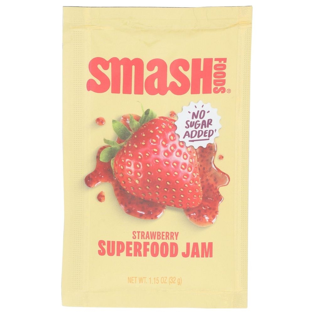 Smash Foods Strawberry Squeezable Superfood Jam, 1.15 Ounce -- 10 per case