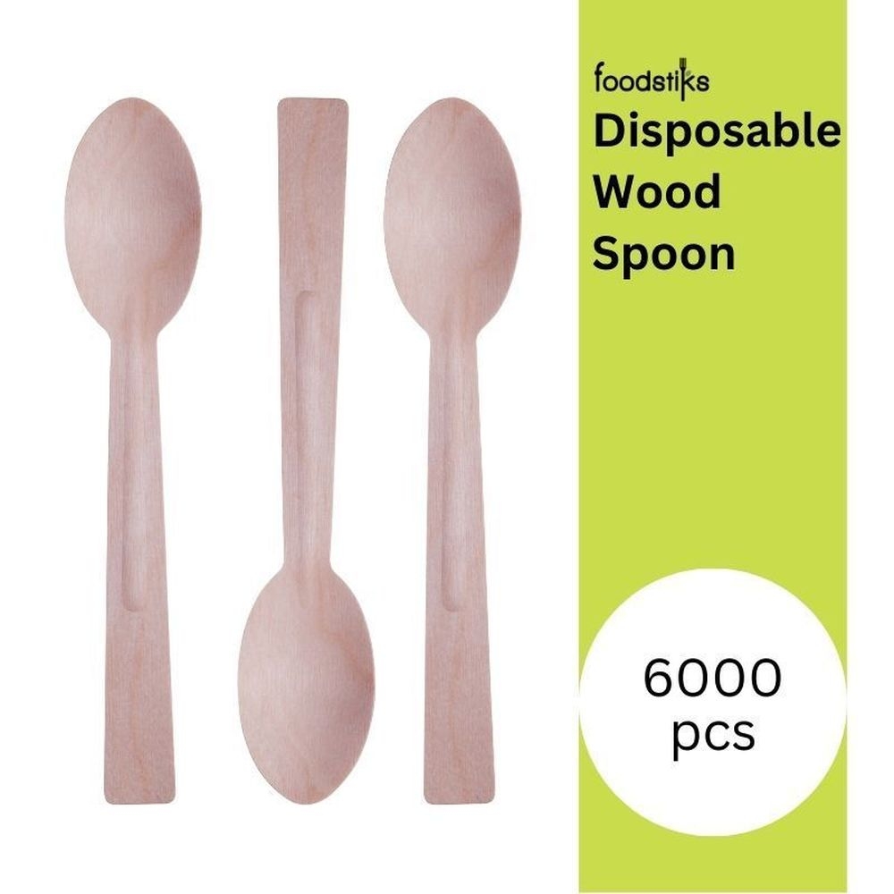 Foodstiks Premium Compostable Wood Spoon, 1000 count -- 6 per case