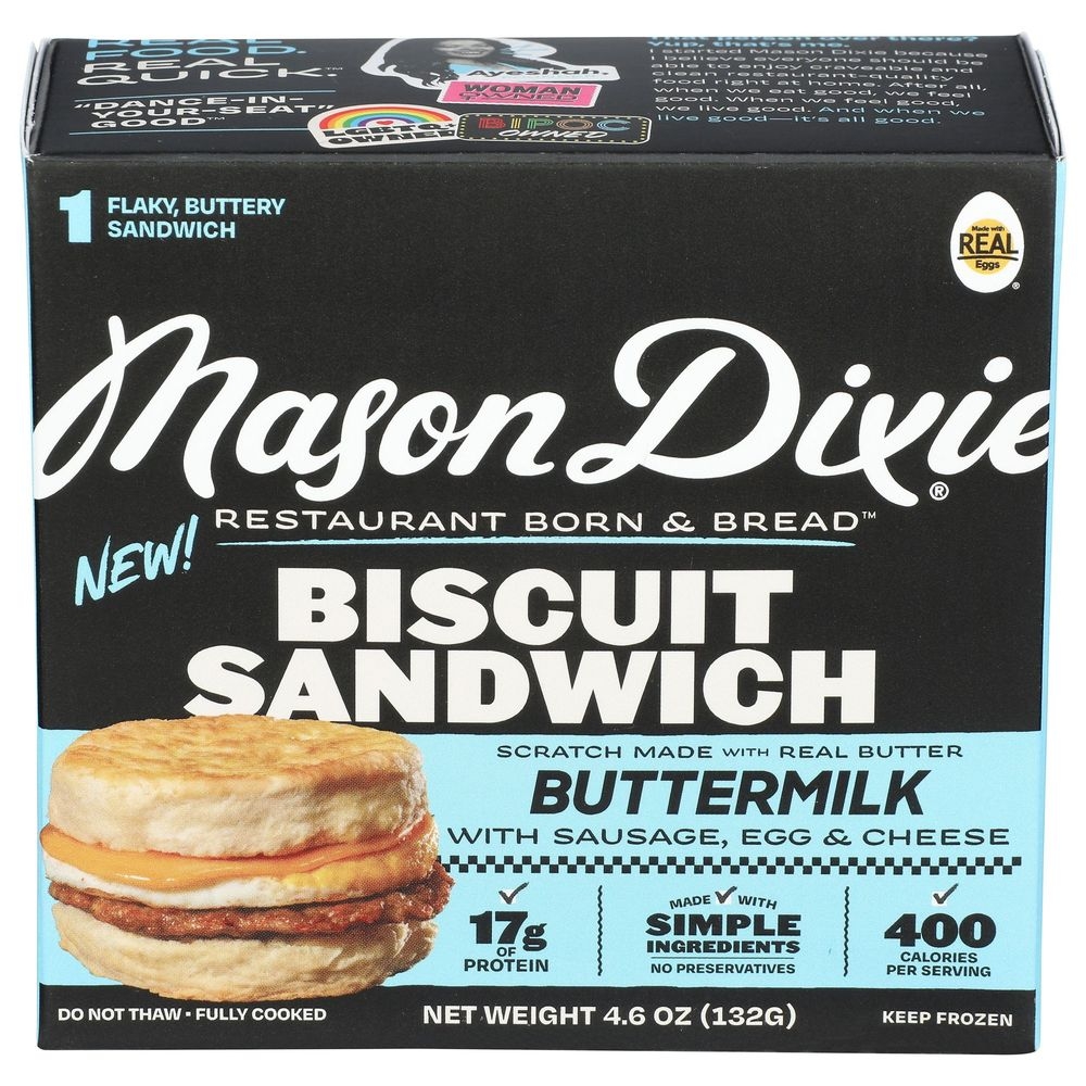 Mason Dixie Buttermilk Biscuit Sandwich with Sausage Egg and Cheese, 4.6 Ounce -- 10 per case