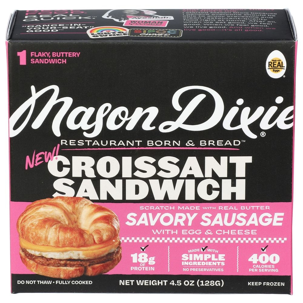 Mason Dixie Croissant Sandwich with Savory Sausage Egg and Cheese, 4.5 Ounce -- 10 per case