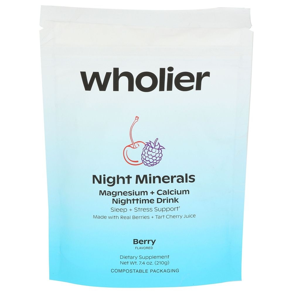 Wholier Berry Night Minerals Magnesium Plus Calcium Nighttime Drink, 7.4 Ounce