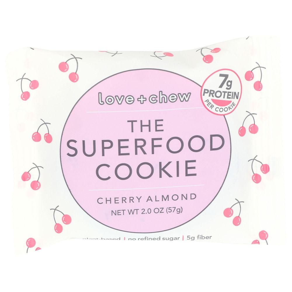 Love and Chew Cherry Almond Superfood Cookie, 2 Ounce -- 12 per case