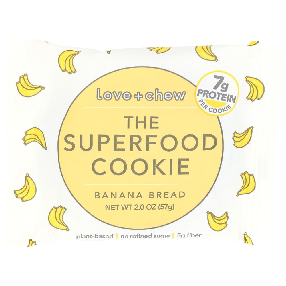 Love and Chew Banana Bread Superfood Cookie, 2 Ounce -- 12 per case