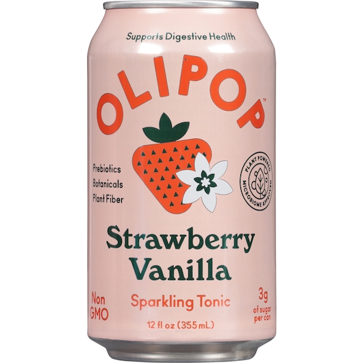 Olipop Strawberry Vanilla Sparkling Tonic, 12 Fluid Ounce -- 12 per case