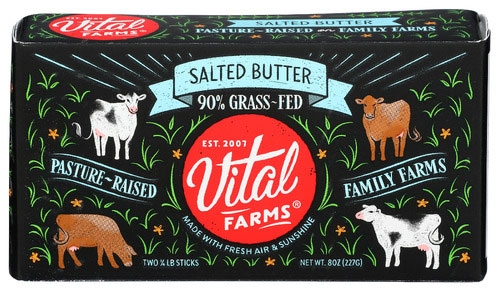 Vital Farms Salted Pasture Raised Butter, 8 Ounce -- 12 per case