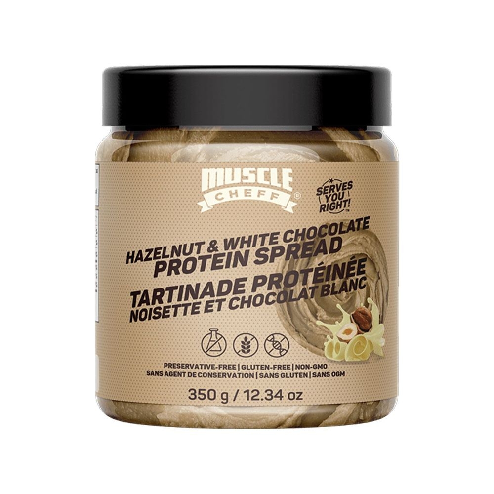 Muscle Cheff All Natural Low Sugar High Protein Hazelnut White Chocolate Protein Spread, 12 Ounce -- 16 per case