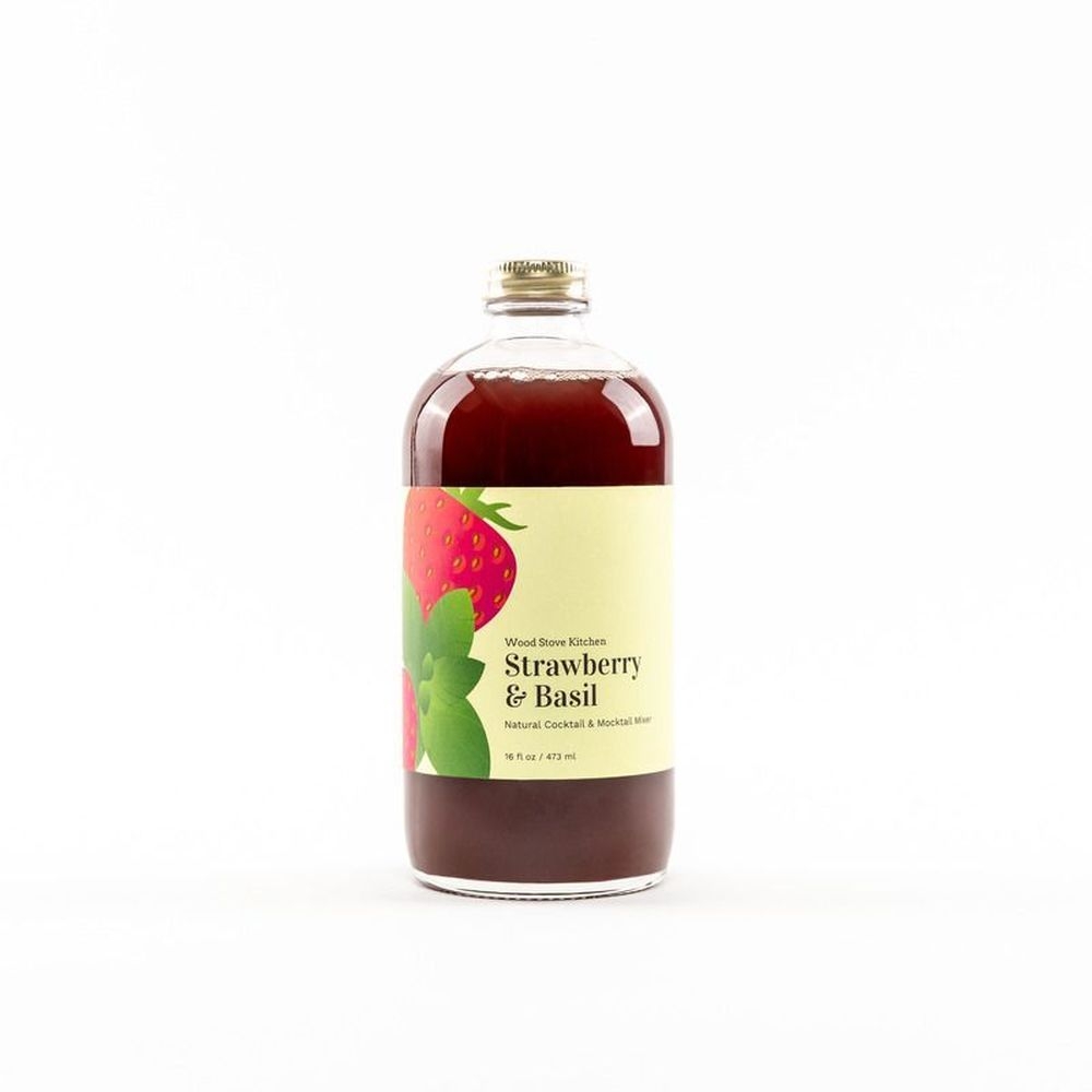 Wood Stove Kitchen Strawberry and Basil Cocktail Mocktail Mixer, 16 Fluid Ounce -- 12 per case