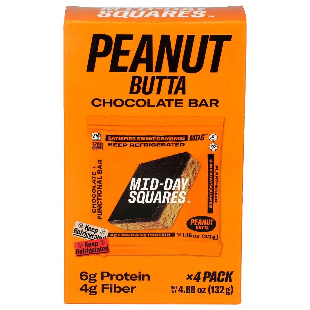 Mid-Day Squares Peanut Butter Chocolate Bar - Multipack, 4.66 Ounce -- 5 per case