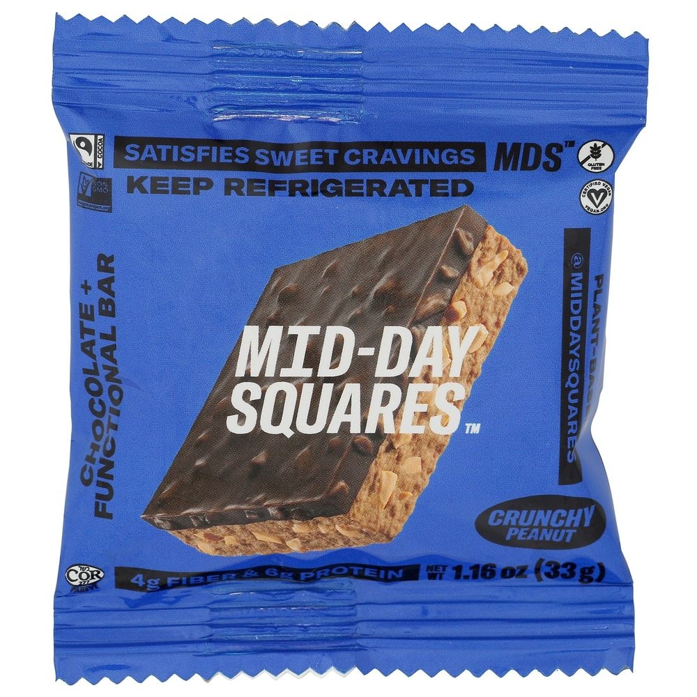 Mid Day Squares Chocolate Crunchy Peanut Functional Protein Bar, 1.16 Ounce -- 12 per case