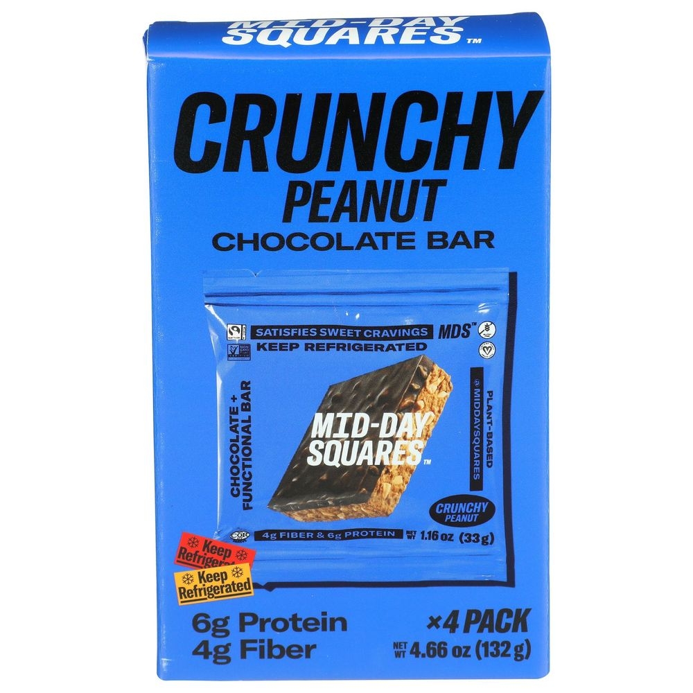 Mid Day Squares Functional Crunchy Peanut Protein Bar, 4.66 Ounce -- 5 per case