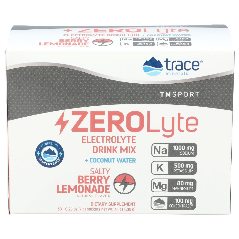 Trace Mineral ZeroLyte Salty Berry Lemonade Electrolyte Drink Mix, 30 count