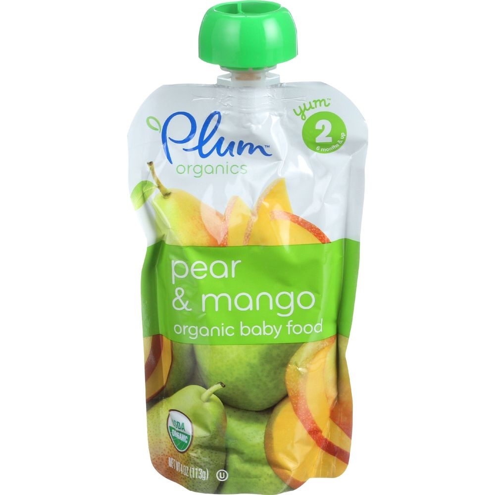 Plum Organics Pear and Mango Baby Food for Stage 2, 4 Ounce -- 12 per case