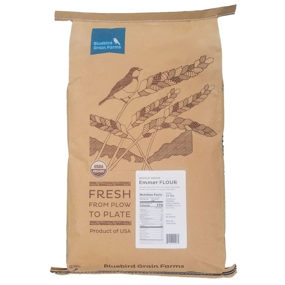 Bluebird Grain Farms Organic Whole Grain Emmer Flour, 25 Pound