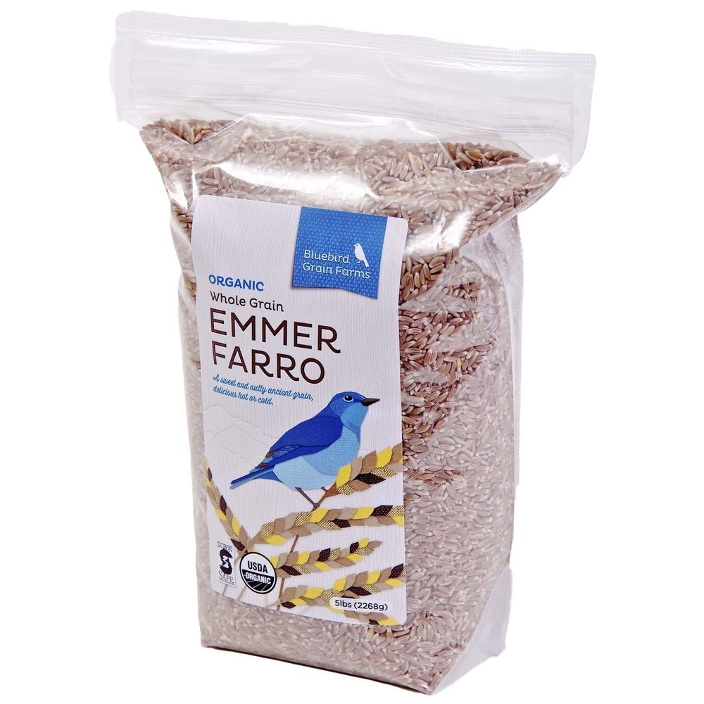 Bluebird Grain Farms Organic Whole Grain Emmer Faro, 5 Pound -- 4 per case
